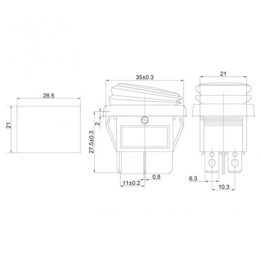 Выключатель клавишный 250В 15А (4с) ON-OFF красн. с подсветкой ВЛАГОЗАЩИТА (RWB-507) (инд. упак.) Rexant 36-2360-1