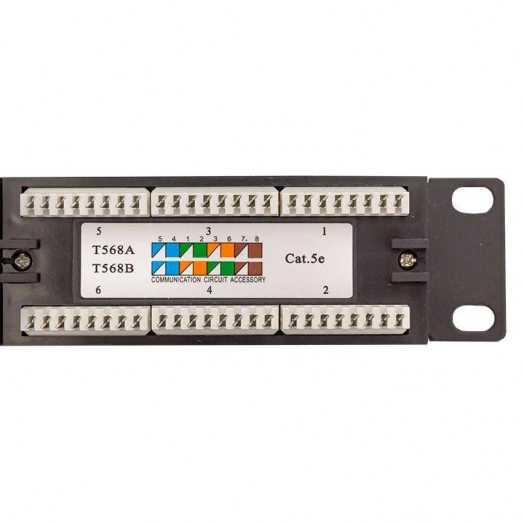Патч-панель TERACOM 19дюйм кат.5E 1U неэкранированная UTP 24 порта RJ-45 110 IDC EKF TRC-PPNL-5EUTP-1U24
