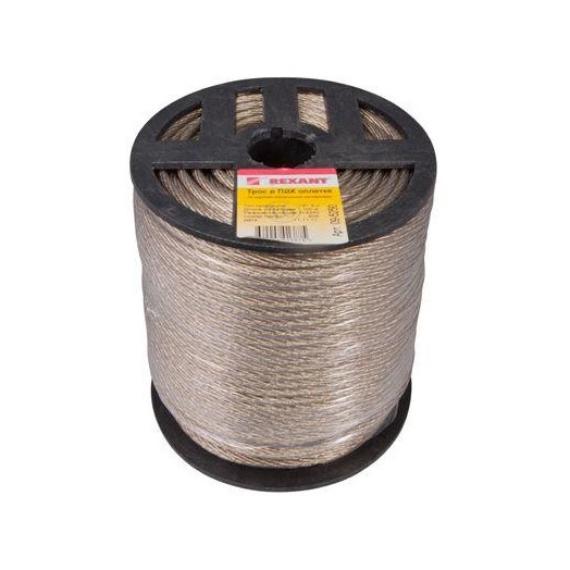 Трос стальной в ПВХ изоляции d5.0мм (уп.100м) REXANT 09-5250