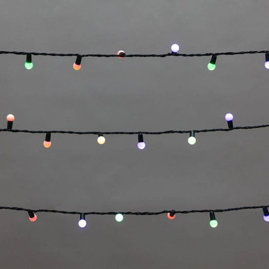 Гирлянда "Мультишарики" 20м 200 LED диаметр 15мм IP44 зел. провод свечение мульти (RG/RB) мигание 230В Neon-Night 303-609