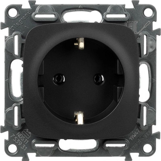 Розетка 1-м СП Valena Allure 16А IP2X 250В 2P+E безвинтов. клеммы с лицев. панелью механизм антрацит Leg 753931