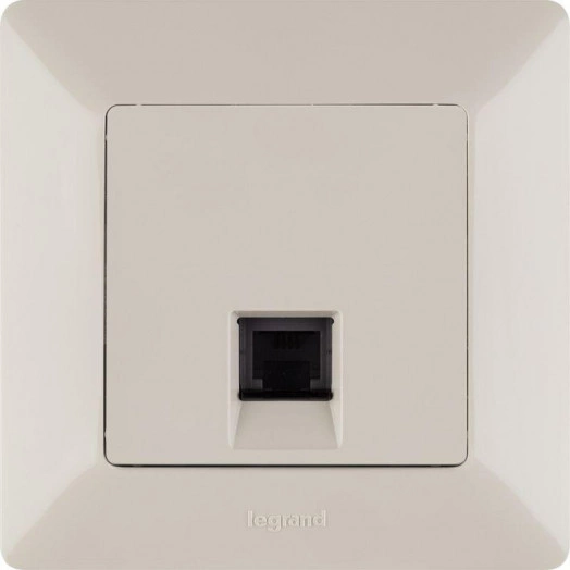 Розетка телефонная 1-м Valena Life RJ11 с лицев. панелью механизм сл. кость Leg 753538