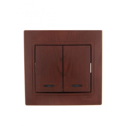 Выключатель 2-кл. СП Mira 10А с подсветкой вишня LEZARD 701-0601-112