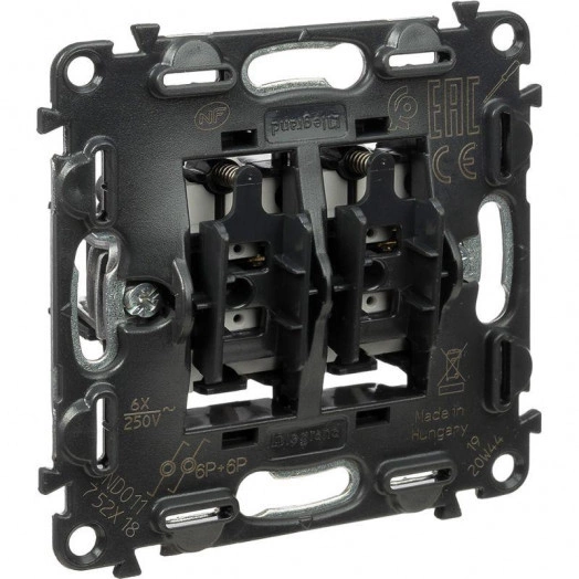 Выключатель кнопочный 2-кл. Valena In'matic 6А 250В безвинтов. зажимы механизм Leg 752018