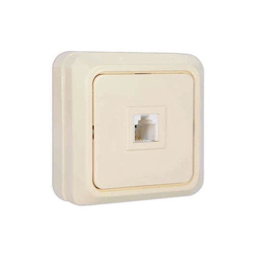 Розетка телефонная 1-м ОП Олимп сл. кость UNIVersal Б-О0034