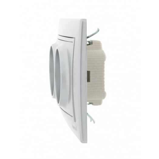 Розетка 2-м СП Mira 16А IP20 без заземл. со вставкой керамика сер. метал. LEZARD 701-1010-128