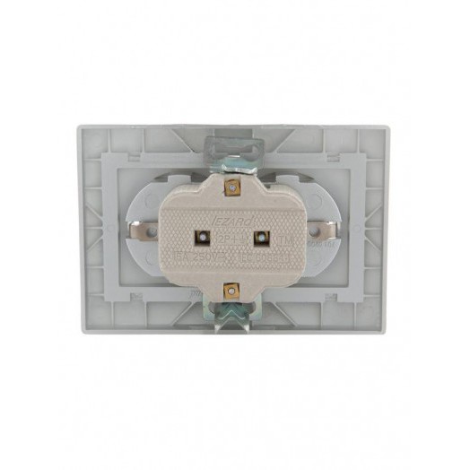 Розетка 2-м СП Mira 16А IP20 с заземл. со вставкой керамика сер. метал. LEZARD 701-1010-127
