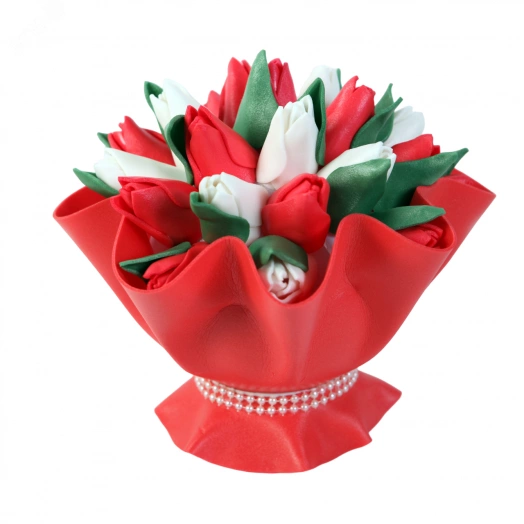 Светильник Букет тюльпанов Красно-белый ULW-R07 T/4000K/150F/A со сменной лампой(в/к) E27 белый свет (4000K) Плафон D150мм матовый Белое основание ТМ Uniel