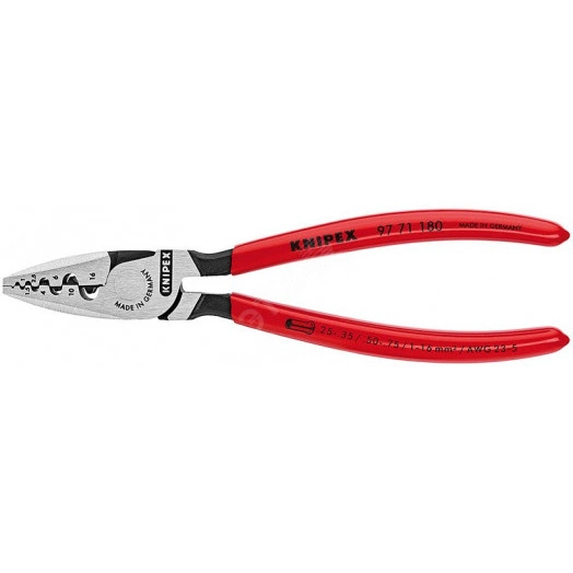 Пресс-клещи для обжима контактных гильз 9 гнезда 025-160мм (AWG 23-5) L=180мм обливные рукоятки