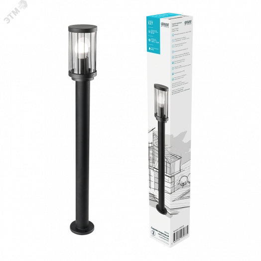 Светильник садово-парковый 60Вт (max) 1хЕ27 столб 170-240 В 50Hz IP54 105х800 мм Vega Gauss