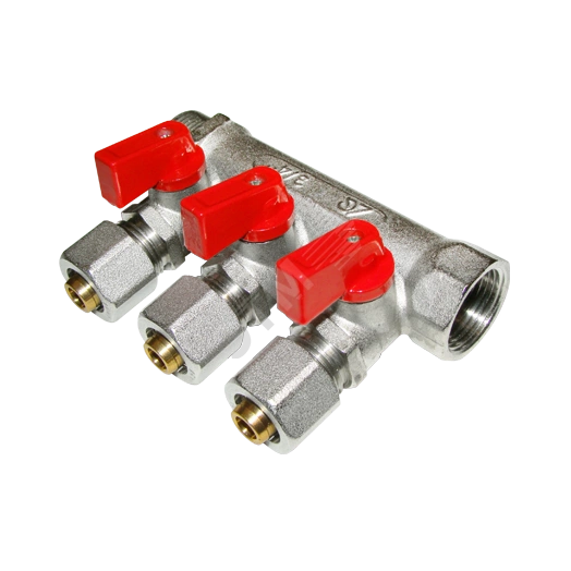 Коллектор для металлопластиковых труб с шаровыми кранами евроконус ВМ 3/4x3/4x16x3