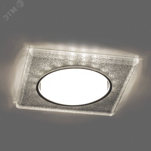 Светильник ДВО-15w GX53 без лампы со светодиодной подсветкой 4000К квадратный серебро хром