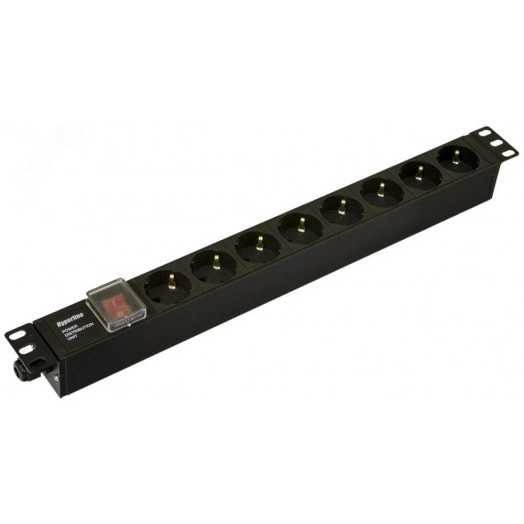 Блок розеток SHE19-8SH-S-CB для 19'' шкафов, гори зонтальный, 8 розеток Schuko, 16