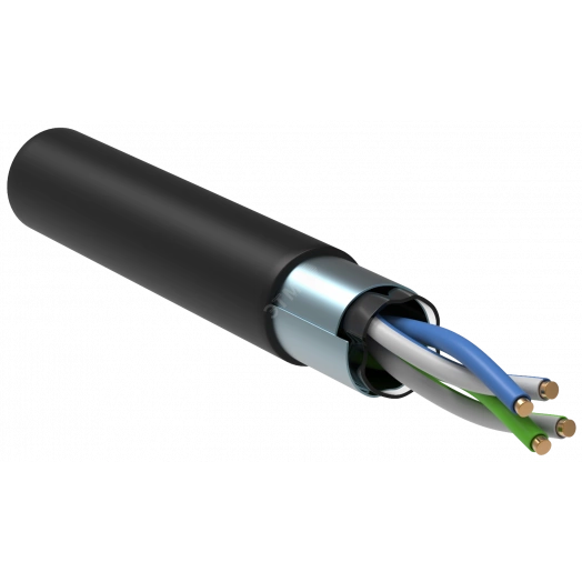 Витая пара F/UTP кат.5E 100МГц 2 пары LDPE OUTDOOR 1м черный GENERICA