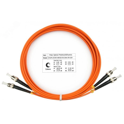 Шнур оптический duplex 3м ST-ST 62,5/125 mm  LSZH FOP-62-ST-ST-3m