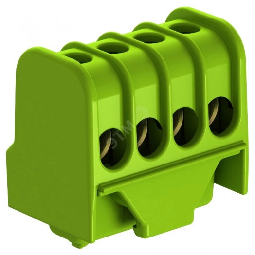 Клемма заземляющего провода, винтовая, 4 контакта (зеленый)