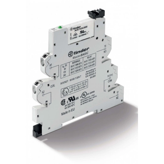 Интерфейсный модуль, электромеханическое реле, серия MasterBASIC, 1CO 6A, питание 6В AC/DC, категория защиты IP20, безвинтовые клеммы Push-in, версия  EMR ATEX