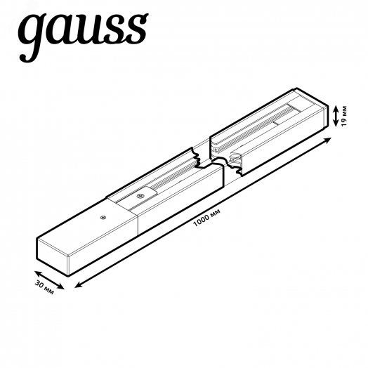 Шинопровод однофазный накладной 1 м черный (с адаптером питания и заглушкой) Track Gauss