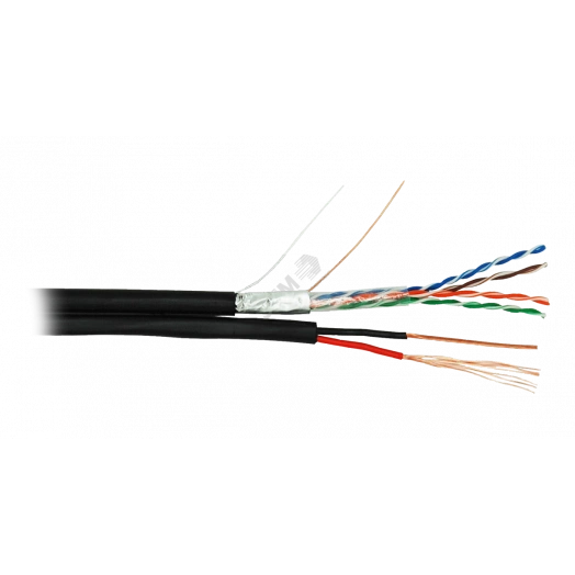 Кабель F/UTP 4 пары Кат.5e одножильный медный с силовым каб. 0 75мм2 внеш, 305м