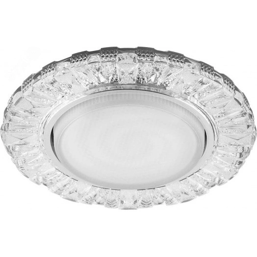 Светильник ДВО-15w GX53 без лампы со светодиодной подсветкой 4000К хром с прозрачным стеклом