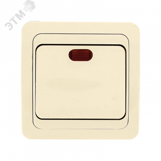 Лондон Выключатель одноклавишный с индикатором 10А бежевый