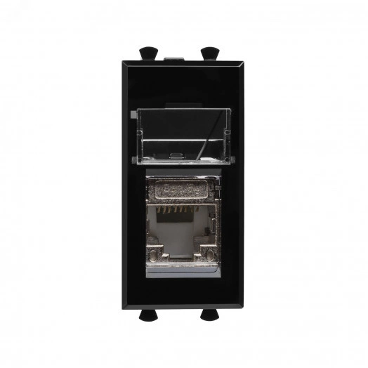 Розетка компьютерная 'Черный квадрат' Avanti RJ-45 модульная категория 5е экран 1 модуль