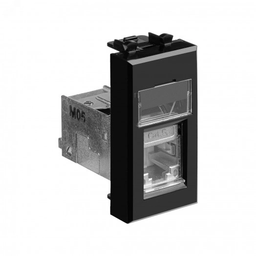 Розетка компьютерная 'Черный квадрат' Avanti RJ-45 модульная категория 5е экран 1 модуль