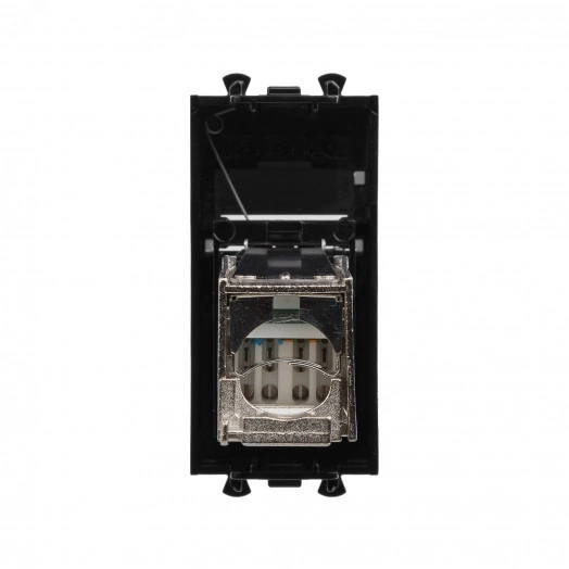 Розетка компьютерная 'Черный квадрат' Avanti RJ-45 модульная категория 5е экран 1 модуль