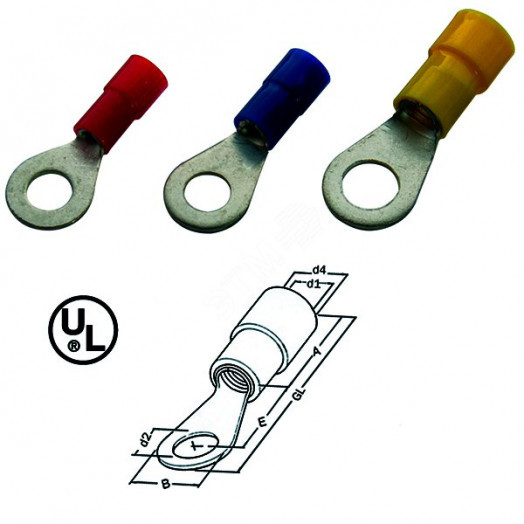 Наконечник кабельный с кольцом изолированный (НКИ) 4-6 M3,5 (упак. 100 шт.)