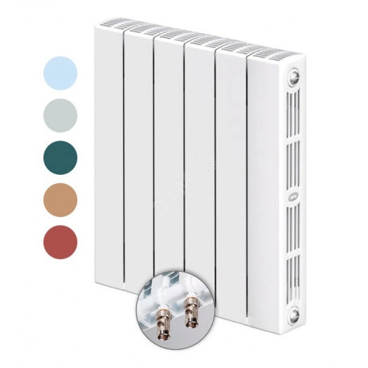 Радиатор биметаллический секционный монолитный 500/90/8 нижнее правое подключение серо-алюминиевый RAL 9007