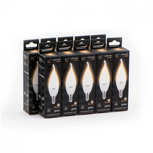 Лампа светодиодная LED 6.5 Вт 520 Лм 3000К теплая Е14 Свеча на ветру Black Gauss