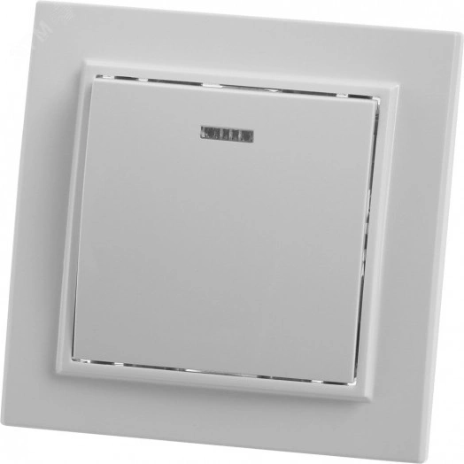 Выключатель 1-клавишный c индикатором, серия Эрна, белый, Stekker