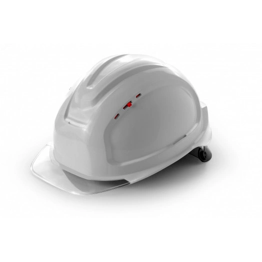 Каска защитная СОМЗ-80 Абсолют Престиж RAPID белая (бесцветный прозрачный козырек)