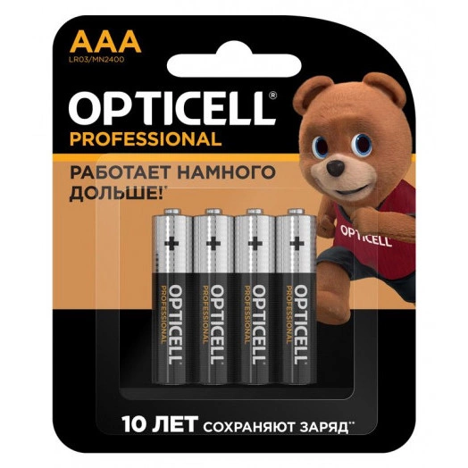 Элемент питания алкалиновый AAA/LR03 (блист. 4шт) Professional Opticell 5052002