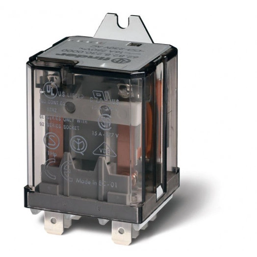 Реле силовое электромеханич. монтаж в наконечники Faston 250 (6.3х0.8мм) 2NO 16А AgCdO (зазор >/=3мм) 230В AC RTI без монтаж. фланца FINDER 628282300309