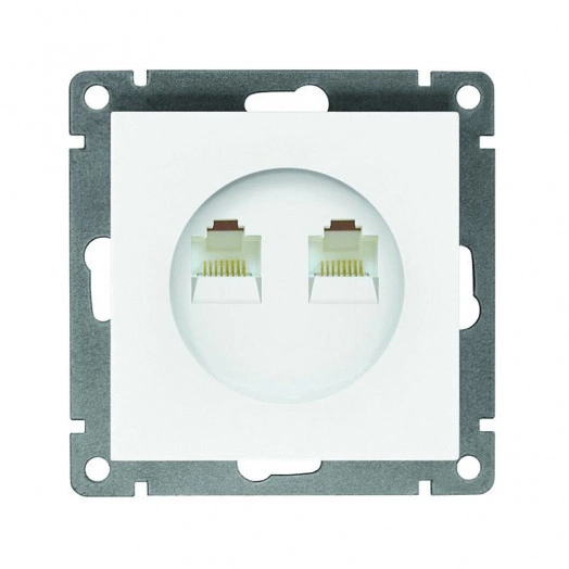 Розетка компьютерная 2-м СП Афина RJ45 кат.5E механизм бел. Universal A1086