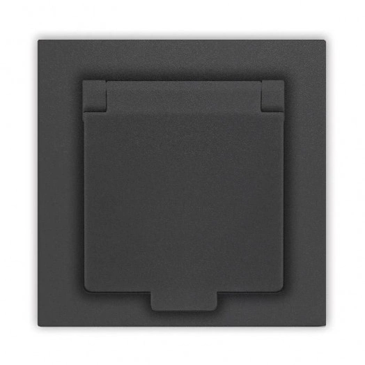 Розетка 1-м СП Афина 16А IP20 с заземл. с крышкой в сборе графит Universal A0029-Gr