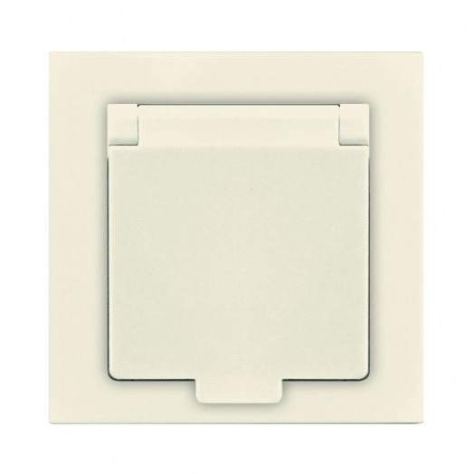 Розетка 1-м СП Афина 16А IP20 с заземл. с крышкой в сборе сл. кость (ivory) Universal A0029-I