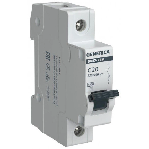 Выключатель автоматический модульный 1п C 20А 4.5кА ВА47-29М GENERICA MVA21-1-020-C-G