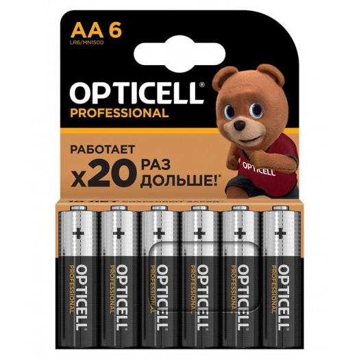 Элемент питания алкалиновый AA/LR6 (блист. 6шт) Professional Opticell 5052003