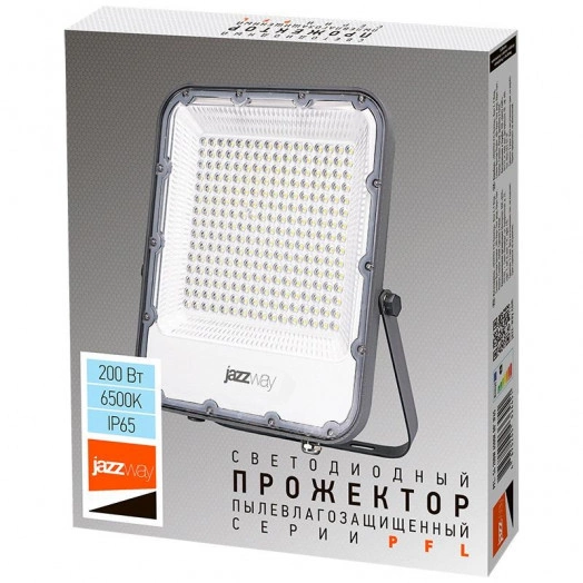 Прожектор светодиодный PFL-S4 200Вт 6500К IP65 80град. с клапаном JazzWay 5036451