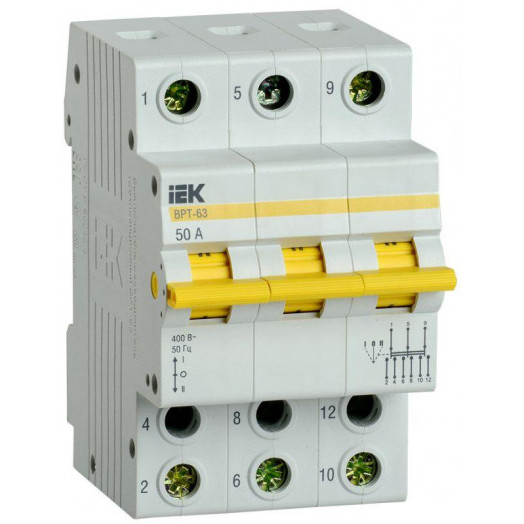 Выключатель-разъединитель трехпозиционный 3п ВРТ-63 50А IEK MPR10-3-050