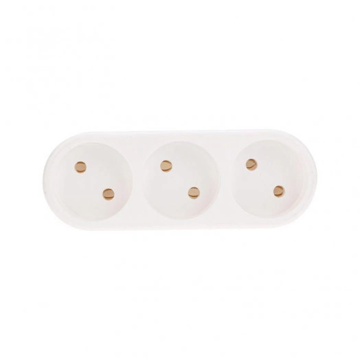 Разветвитель 3-м без заземл. 6-10А линейный бел. Rexant 11-1078