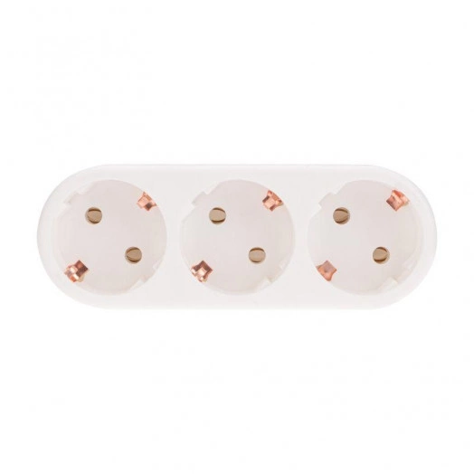 Разветвитель 3-м с заземл. 16А IP20 линейный бел. (уп.2шт) Rexant 11-1079-2