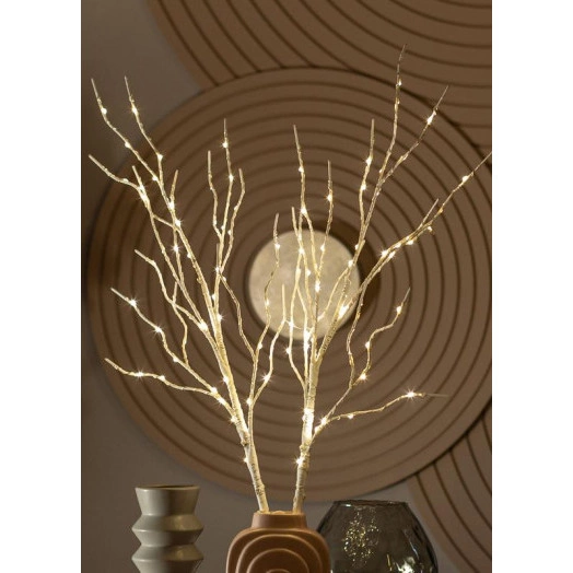 Ветвь березы без листьев имитация 80см 100LED тепл. бел. IP44 6ч таймер провод бел. 50см КОСМОС KOC_INT-B126