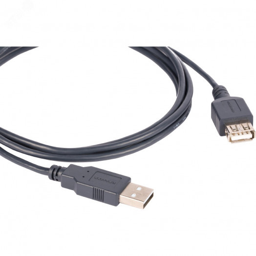 Кабель USB-A 2.0 M на USB-A F, 0.9 м., черный