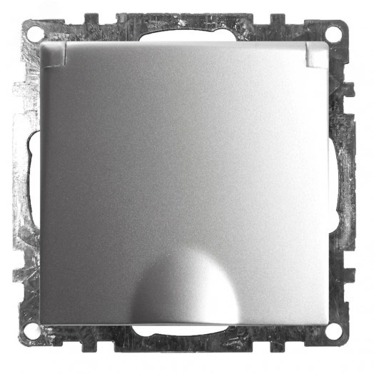 Розетка 1-местная с крышк с защ. штор (механизм) с/з, 250В, 16А, серия Катрин, серебро