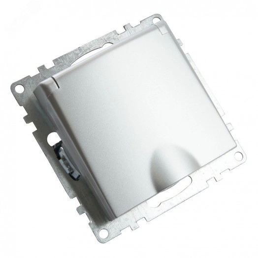 Розетка 1-местная с крышк с защ. штор (механизм) с/з, 250В, 16А, серия Катрин, серебро