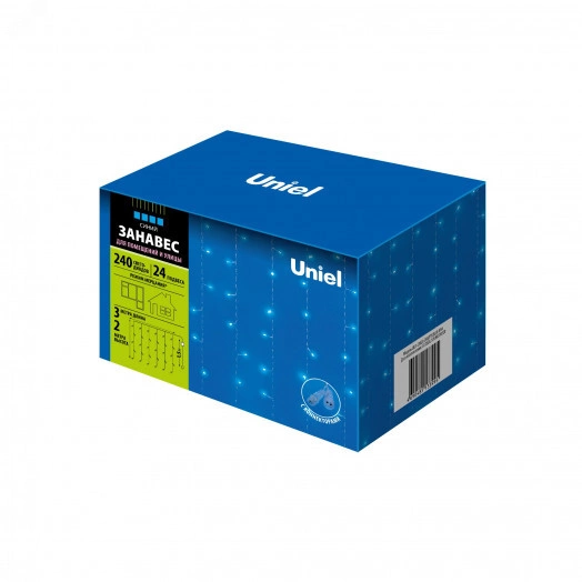 Занавес светодиодный с эффектом мерцания 3х2м Соединяемый 240 светодиодов Синий свет Провод прозрачный