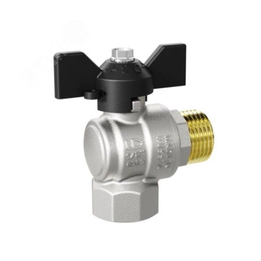 Кран шаровой латунный угловой 47.15.В-Н.У.Б Ду 15 Ру 40 бабочка